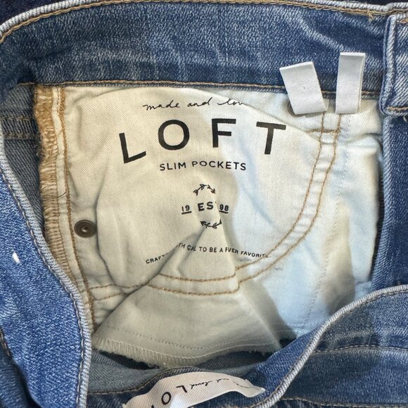 Loft Womens Skinny Crop Jeans With Embroidered Hem Size 24/00 - Picture 6 of 7